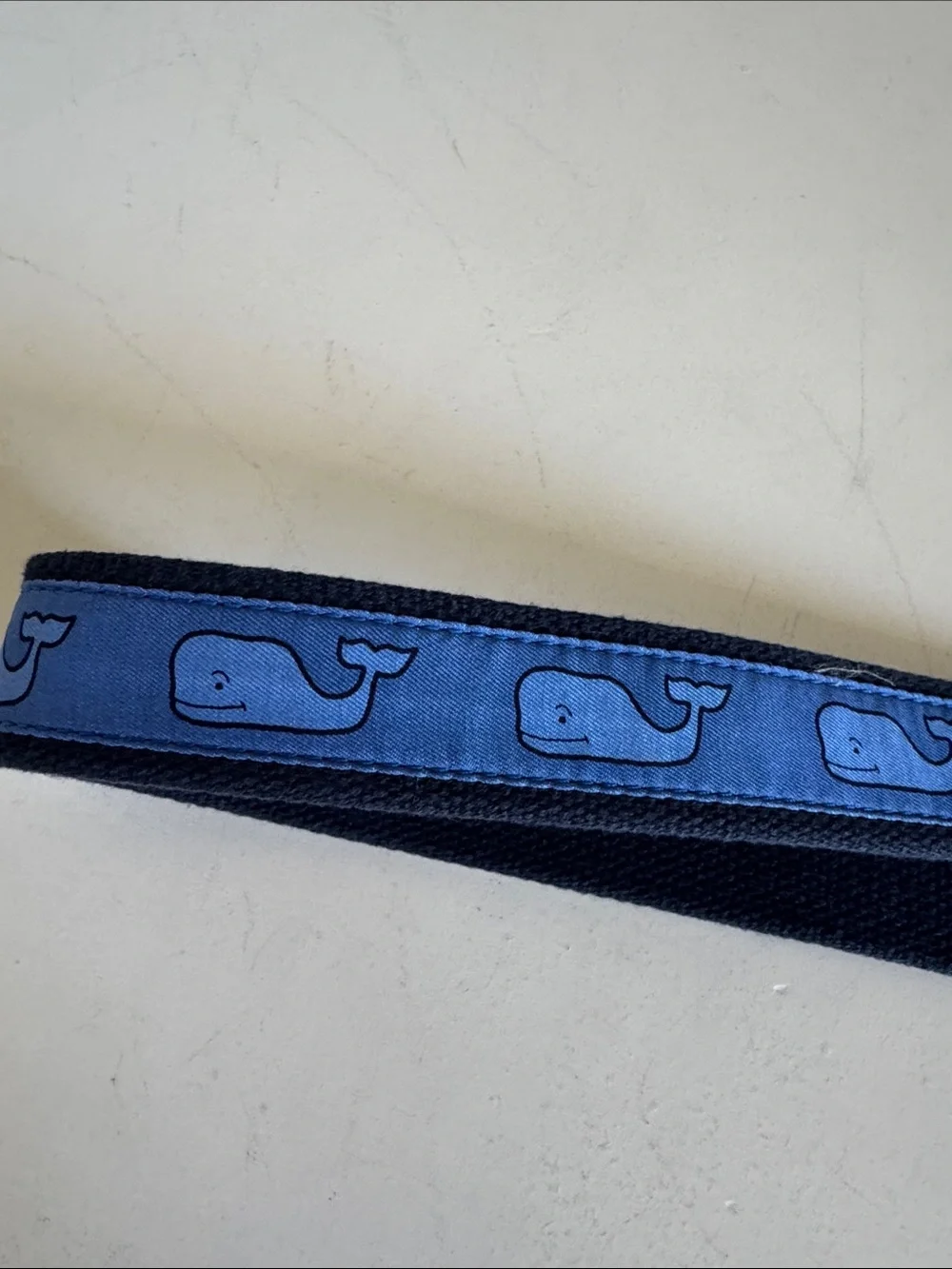Vineyard Vines Blue Whale Belt with Brown Leather Trim